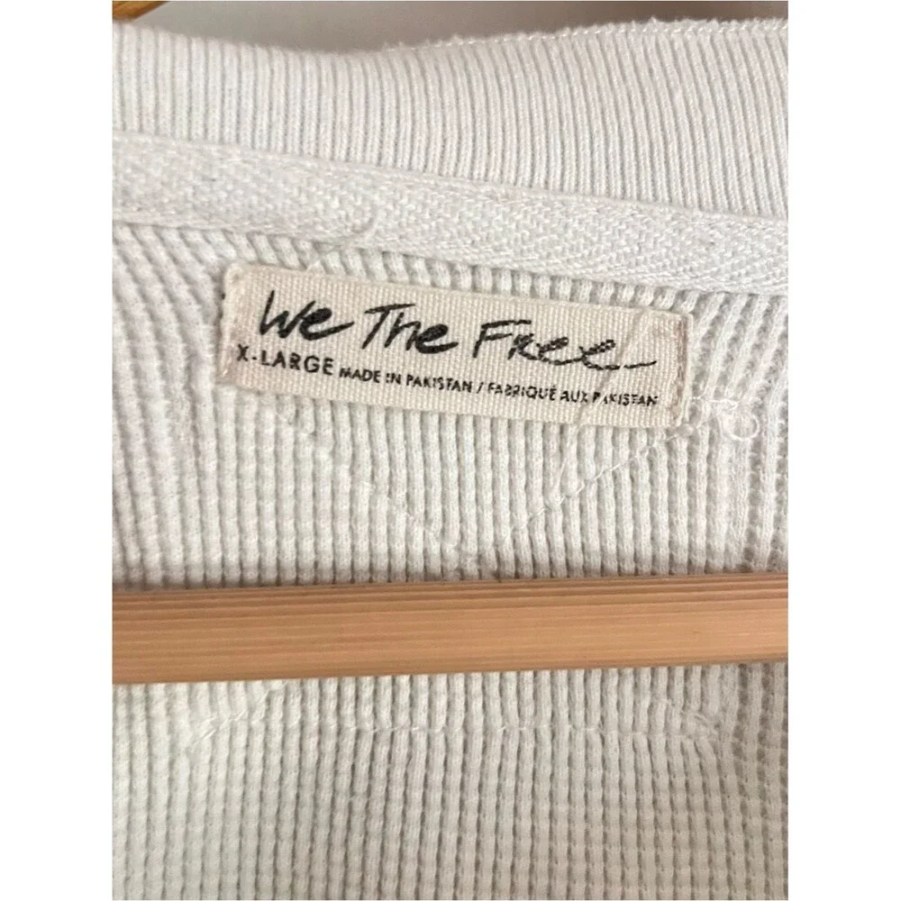 Free People Thermal Knit Long Sleeve Top Oversized Boho Ivory Size XL